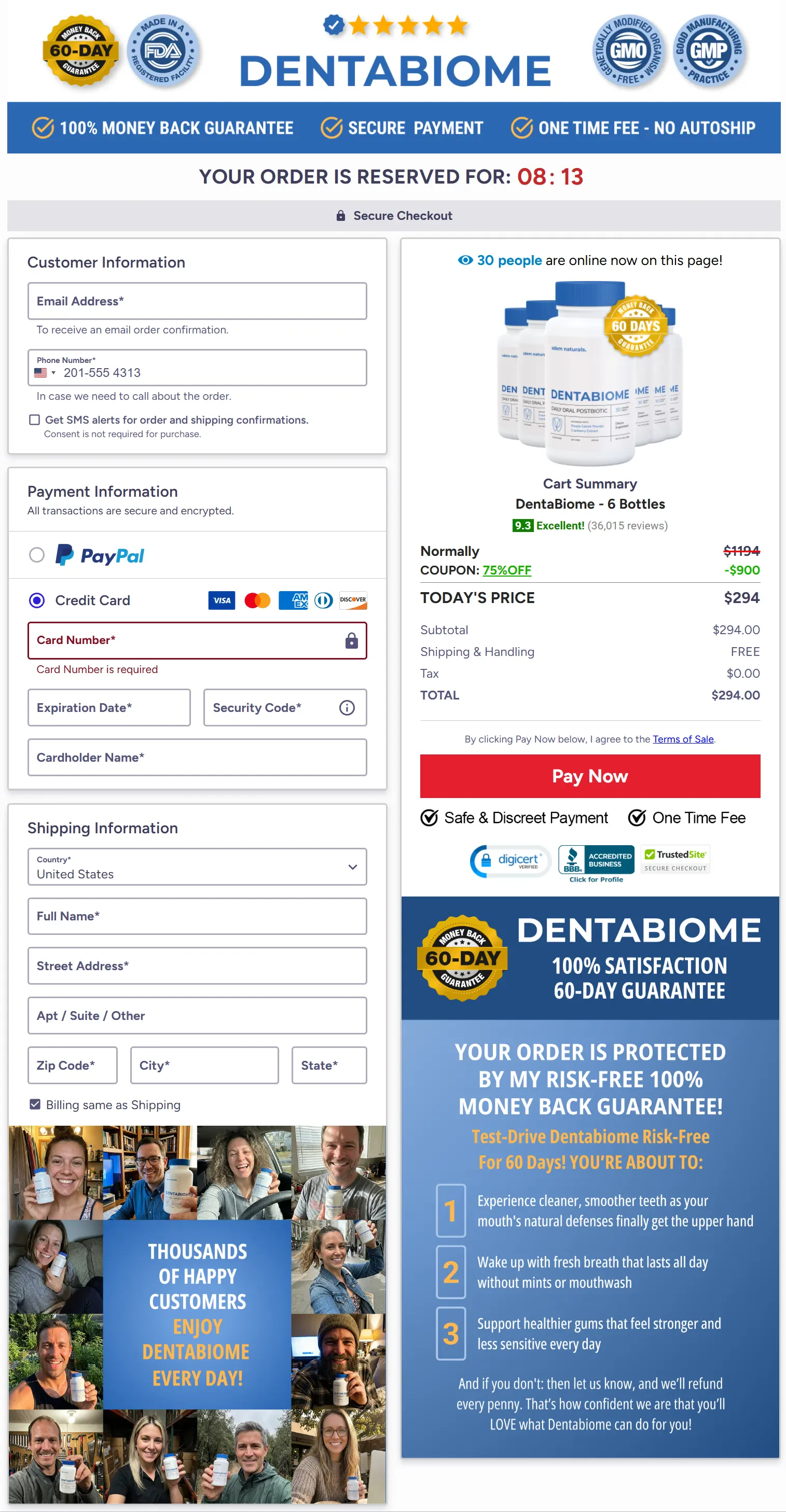 DentaBiome secure checkout packages price and order options